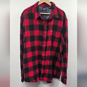 CHAPS Red Plaid Brushed Flannel Button-Down Shirt Size 3XL